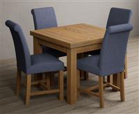 Extending Buxton 90cm Solid Oak Dining Table with 6 Brown Scroll Back Chairs