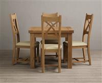 Extending Buxton 90cm Solid Oak Dining Table with 6 Black Natural Solid Oak Chairs