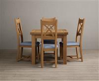 Extending Buxton 90cm Solid Oak Dining Table with 6 Oak Natural Chairs