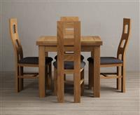 Extending Buxton 90cm Solid Oak Dining Table with 6 Charcoal Grey Natural Chairs