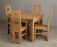 Extending Buxton 90cm Solid Oak Dining Table with 4 Oak Natural Chairs