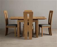 Extending Buxton 90cm Solid Oak Dining Table with 4 Black Lucca Chairs