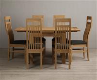 Extending Buxton 90cm Solid Oak Dining Table with 6 Brown Chairs