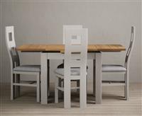 Extending Buxton 90cm Oak and Soft White Painted Dining Table with 4 Oak Painted Chairs
