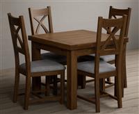 Extending Buxton 90cm Rustic Solid Oak Dining Table with 4 Chairs