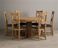 Helmsley 150cm Round Oak Dining Table with 4 Black Natural Solid Oak Chairs
