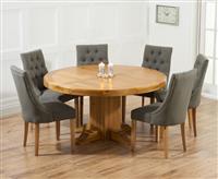 Helmsley 150cm Round Oak Dining Table with 4 Grey Beatrix Chairs