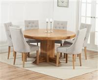 Helmsley 150cm Round Oak Dining Table with 4 Natural Beatrix Chairs