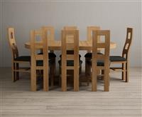 Extending Helmsley Oak Pedestal Dining Table with 4 Cream Natural Solid Oak Chairs