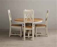 Hertford 120cm Fixed Top Oak and Cream Painted Dining Table with 6 Oak Painted Chairs
