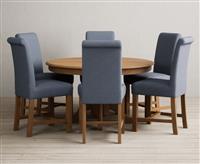 Hertford 120cm Fixed Top Solid Oak Dining Table with 6 Natural Scroll Back Chairs