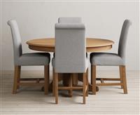 Hertford 120cm Fixed Top Solid Oak Dining Table with 4 Natural Scroll Back Chairs