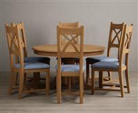 Hertford 120cm Fixed Top Solid Oak Dining Table with 4 Light Grey Natural Solid Oak Chairs