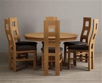 Hertford 120cm Fixed Top Solid Oak Dining Table with 6 Linen Natural Chairs