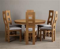Hertford 120cm Fixed Top Solid Oak Dining Table with 6 Oak Natural Chairs