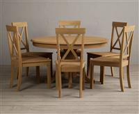 Hertford 120cm Fixed Top Solid Oak Dining Table with 6 Light Grey Hertford Chairs