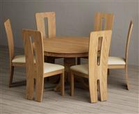 Hertford 120cm Fixed Top Solid Oak Dining Table with 6 Black Lucca Chairs