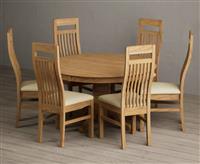 Hertford 120cm Fixed Top Solid Oak Dining Table with 6 Brown Monroe Chairs