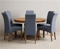 Hertford 120cm Fixed Top Solid Oak Dining Table with 6 Natural Scroll Back Chairs