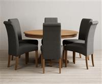 Hertford 120cm Fixed Top Solid Oak Dining Table with 6 Natural Scroll Back Chairs