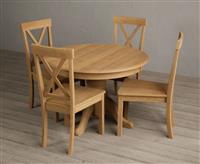 Extending Hertford 100cm - 130cm Solid Oak Pedestal Dining Table with 6 Oak Hertford Chairs