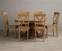 Extending Hertford 100cm - 130cm Solid Oak Pedestal Dining Table with 4 Light Grey Hertford Chairs