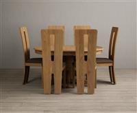 Extending Hertford 100cm - 130cm Solid Oak Pedestal Dining Table with 4 Cream Lucca Chairs