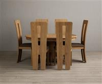 Extending Hertford 100cm - 130cm Solid Oak Pedestal Dining Table with 4 Brown Lucca Chairs