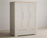 Alba Oak and Soft White Painted Triple Wardrobe