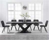 Extending Jacob 180cm Grey Stone Dining Table with 10 Chairs
