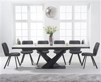Extending Jacob 180cm White Ceramic Dining Table with 10 Brown Hendrick Chairs