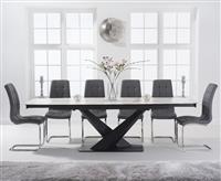 Extending Jacob 180cm White Ceramic Dining Table with 6 Chairs