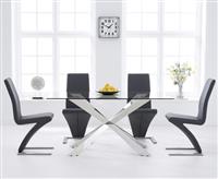 Canova 160cm Glass Dining Table with 6 Black Aldo Chairs