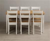 Kendal 150cm Solid Oak and Cream Painted Dining Table with 8 Linen Kendal Chairs