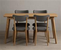 Nordic 150cm Solid Oak Dining Table with 6 Grey Nordic Chairs