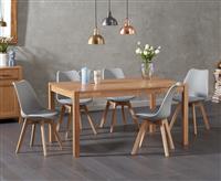 York 150cm Solid Oak Dining Table With 8 Light Grey Orson Faux Leather Chairs