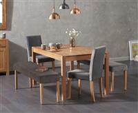 Oxford 150cm Solid Oak Dining Table with Lila Large Grey Velvet Benches and Lila Velvet Chairs