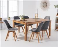 York 150cm Solid Oak Dining Table With 8 Grey Orson Velvet Chairs