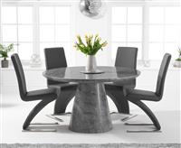 Ravello 130cm Round Grey Marble Dining Table with 4 Grey Aldo Chairs