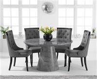 Ravello 130cm Round Grey Marble Dining Table with 4 Chairs