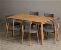 Extending Ruben 150cm Retro Oak Dining Table with 6 Chairs