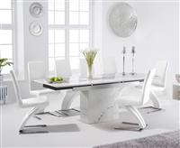 Extending Savona 160cm White Ceramic Dining Table with 4 Chairs