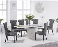 Extending Savona 160cm White Ceramic Dining Table with 4 Cream Sophia Chairs