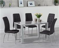 Seattle 120cm Light Grey High Gloss Dining Table with 6 White Enzo Chairs