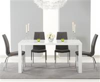 Seattle 160cm White High Gloss Dining Table with 8 Grey Marco Chairs