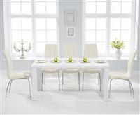Seattle 160cm White High Gloss Dining Table with 8 Grey Enzo Chairs