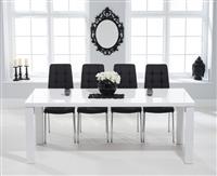 Seattle 200cm White High Gloss Dining Table with 8 Red Enzo Chairs