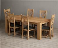 Sheringham 200cm Solid Oak Dining Table with 6 Brown Natural Solid Oak Chairs