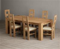 Sheringham 200cm Solid Oak Dining Table with 6 Cream Natural Solid Oak Chairs