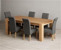 Sheringham 200cm Solid Oak Dining Table with 8 Natural Scroll Back Chairs